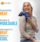 SunnyBay Small Microwave Heating Pad, Microwavable Versatile Cold/Heated Neck and Shoulder Wrap for Back Pain and More, Moist Heat Cotton-Fleece Pad with Flax Seed Filling, 6x11 in, Blue Stars by CozyNest Decor