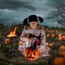 Haunted Hill Farm Lunging Pumpkin Carver Zombie Girl by Tekky, Motion-Activated Talking Halloween Animatronic for Indoor or Covered Outdoor Creepy Halloween Decorations, Plug-in or Battery Operated by CozyNest Decor