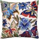 Butterfly Floral Decorative Pillow Cover Moth Botanical Flower Pillowcase Couch Hand Embroidered Flowery Outdoor Cushion Chair Suzani Accent Wool 18x18 Inch by CozyNest Decor