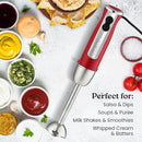 Zulay Immersion Stick Mixer Hand Blender - 800 Watts, Turbo Mode, 5-ft Power Electric Cord, Handheld Portable, Stainless Steel Blades - For Effortless Blending Smoothie, Soup, Baby Food, Puree - Red by TinyTreasures Baby Boutique