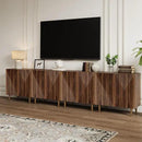 Set of 2 Fluted TV Stands with Storage, 65 Inch Accent Sideboard Large Console Table with Adjustable Shelves, Mid Century Modern TV Cabinets for Living Room, Dining Room, Walnut by CozyNest Decor