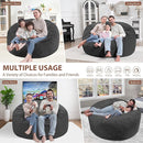 5FT Bean Bag Chair, Large Bean Bag Chairs with Memory Foam Filled, Fluffy Beanbag Sofa with Dutch Velvet Cover, Round BeanBag Chairs for Living Room, Playroom - Grey by TinyTreasures Baby Boutique