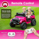 24V 2 Seater Ride On Truck with Remote Control 4WD Electric Car for Kids Ride On Car Battery Powered Ride On Toy Car with Music Player, LED Lights, Bluetooth, Rear Shock Absorber, Hot Pink by TinyTreasures Baby Boutique