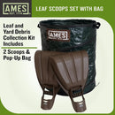 AMES Leaf Scoops Hand Rake Set with Collapsible Pop-Up Garden Waste Bag for Collecting Leaves, Mulch and Debris by GreenHaven Gardens