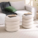 ONEVOG 20" Round Storage Ottoman with Removable Lid, Off-White Boucle Fabric Footrest Pouf, Sherpa Tufted Small Coffee Table Vanity Ottoman Foot Stools for Living Room Couch, Bedroom, Dorm, Nursery by CozyNest Decor