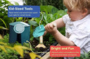 Gardening Set, Tool Kit, for Kids, STEM, Includes Tote Bag, Spade, Watering Can, Rake, Fork, Trowel and Gloves (Ocean Blue) by GreenHaven Gardens
