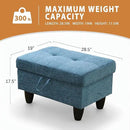 Ottoman Rectangular Storage Ottoman Bench, Flannel Footrest Stool Footstool with Lid for Living Room, Bedroom, Entryway, Light Blue, 28.5"x19"x17.5" by CozyNest Decor