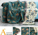 Boho Throw Blanket for Bed Couch 100% Cotton Woven Bed Throws for All Season Lightweight and Soft Cozy Farmhouse Reversible Muslin Decorative Blanket for Travel Picnic, Teal/Cream, 91''x98'' by CozyNest Decor