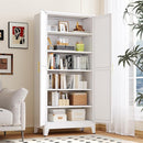 Kitchen Pantry Storage Cabinet with Doors and Adjustable Shelves, Metal ClosetMaid Food Pantry Cabinets, 75" Tall Freestanding Cupboard for Kitchen, Laundry or Utility Room, White by CozyNest Decor