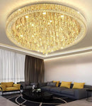 Modern Crystal Chandeliers LED Dimmable Flush Mount Ceiling Chandeliers for Living Room High Ceiling Entrance Foyer Lobby Bedroom Gold by CozyNest Decor