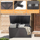 HAPPYGRILL 175 Gallon Outdoor Rattan Deck Box, Wicker Storage Bin with Zippered Liner & 2 Universal Wheels, Safe Pneumatic Rod, Patio Rattan Storage Container for Cushions Pillows by CozyNest Decor