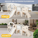 Toddler Outdoor Climber Playset with Basketball for Kids Ages 1 to 3 Years Slide and Swing Set 12 in 1 Playground Indoor Slide for Kids Durable Ecofriendly Plastic Backyard Playset White by TinyTreasures Baby Boutique