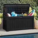 JUMMICO 120 Gallon Resin Deck Box, Large Outdoor Storage Box Waterproof & Lockable for Garden, Patio, Pools (Black) by CozyNest Decor