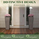 JUMMICO Set of 2 Resin Rattan Tall Planters for Outdoor Plants, Large Tapered Planters with Drainage Holes&Inner Trays, Flower Pots for Garden, Patio, Porch, Backyard (Brown, 32'') by CozyNest Decor