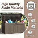 JUMMICO 120 Gallon Resin Deck Box, Large Outdoor Storage Box Waterproof & Lockable for Garden, Patio, Pools (Brown) by CozyNest Decor