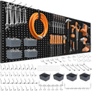 88 PCS Pegboard Panels Metal Black with Accessories Kit, Heavy Duty Steel Peg Boards Wall Tool Organizer with Screw, Bins, Hooks, Peg Locks for Garage, Tool Storage, Office, Craft Room, Kitchen by GreenHaven Gardens