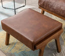 Wahson Brown Leather Mid-Century Modern Accent Chair and Ottoman Set, Retro Upholstered Armchair with Wood Frame and Removable PU Cushions, Large Leisure Slipper Chair for Living Room/Bedroom by CozyNest Decor