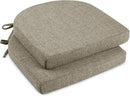 downluxe Indoor Chair Cushions for Dining Chairs, Soft and Comfortable Textured Foam Kitchen Chair Pads with Ties and Non-Slip Backing, 16" x 16" x 2", Khaki, 2 Pack by CozyNest Decor