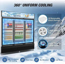 Commercial Beverage Refrigerator, 75" W 60 Cu. Ft. Commercial Drink Fridge, Display Refrigerator with 3 Glass Door, Commercial Display Fridge with 12 Adjustable Shelves, for Shop, Restaurant, Bar by CozyNest Decor