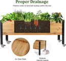Wood Rectangular Garden Planter Box with Wheel Raised Garden Bed Outdoor,Planters for Outdoor Plants 37 * 13 * 15 Elevated Planter Box for Herbs Vegetables Flowers Outdoor Patio Deck Balcony by GreenHaven Gardens