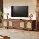 Tribesigns 70.9" TV Stand for TVs up to 80 Inches, Mid-Century Modern Entertainment Center with Storage and Drawers, Rattan Media Console TV Cabinet for Living Room, Bedroom, Walnut by CozyNest Decor