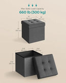SONGMICS Folding Storage Ottoman Bench，38 x 38 x 38 cm， Ottoman Foot Rest, End of Bed Bench, Storage Chest, Load 300 kg, for Living Room, Bedroom, Entryway, Dorm, Dark Gray ULSF27Z by CozyNest Decor