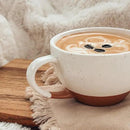 Mora Ceramic Latte Art Mug With Saucer - 10.5 oz, Round Bottom For Perfect Pours - Cafe Cups for Cappuccino, Espresso, Coffee, Tea etc - Porcelain Set for Baristas, Great Gift - Vanilla White by CozyNest Decor