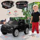Qaba 12V Kids Ride on Truck, Chevrolet Silverado EV RST Licensed Electric Car with Parent Remote Control, Back Storage, Spring Suspension, Soft Start, Auxiliary Wheels, LED Lights, Music, MP3, Black by TinyTreasures Baby Boutique