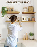 Marsmiles 36" Floating Shelves for Wall, Wooden Shelves with Invisible Brackets Set of 2, Rustic Farmhouse Wall Mounted Shelf for Kitchen Bathroom Living Room Study, Natural Oak by CozyNest Decor