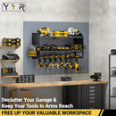 YYR Power Tool Organizer Wall Mount, Cordless Drill and Battery Holder, Electric Tools Hanger Storage Rack, Garage Organization Floating Shelf - Metal, Black by GreenHaven Gardens