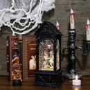 Eldnacele Halloween Ghost Projection Snow Globe Lantern with 6-Hour Timer, Lighted Plug-in & Battery Operated Water Glittering Snowing Globe Lamp for Spooky Fall Halloween Indoor Decoration(Skeleton) by CozyNest Decor