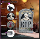 Halloween Decoration Indoor 7.6″ Tombstone Statue with LED Lights Spooky Skull Head Gravestone Skeleton RIP Lighting Changes Halloween Village for Table Shelf Home Party Outdoor Decor Gifts by CozyNest Decor