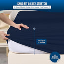 Utopia Bedding Waterproof Mattress Protector Queen Size, Premium Terry Mattress Cover 200 GSM, Breathable, Fitted Style with Stretchable Pockets (Navy Blue) by TinyTreasures Baby Boutique