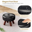 13in Small Foot Stool Ottoman, Round Faux Leather Foot Rest, Footstool Ottomans with Rubber Legs Under Desk, Footrest for Couch, Living Room, Bedroom, Office, 13''L x 13''W x 10.2''H, Black by CozyNest Decor
