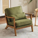 Karl home Accent Chair Wide Armrest Mid-Century Lounge Chair Linen Fabric Armchair with Lumbar Pillow & Solid Wood Frame for Living Room, Bedroom, Balcony, Green by CozyNest Decor