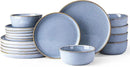 GBHOME Ceramic Dinnerware Sets for 6, 18 Pieces Stoneware Plates and Bowls Sets, Scratch Resistant Dish Sets for Dinner, Dishwasher & Microwave Safe, Brunnera Blue by CozyNest Decor
