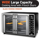 Gourmia Toaster Oven Air Fryer Combo 17 cooking presets 1700W french door digital air fryer oven 24L capacity accessories, convection rack, baking pan tray recipe book GTF7655,Large,Stainless Steel by CozyNest Decor