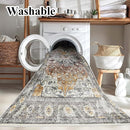 Area Rug 5x7 Washable Rug Brown Vintage Traditional Floor Cover Foldable Thin Retro Kitchen Accent Indoor Distressed Non Slip Carpet Bedroom Living Room Bathroom by TinyTreasures Baby Boutique