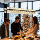 Crystal Black Rectangular Chandelier Light Fixture,54 in Dining Room Chandeliers Over Table,Modern Chandeliers For Living Room,Arcachon Chandelier,Kitchen Island Chandeliers Includes 60xG4 Bulbs by CozyNest Decor