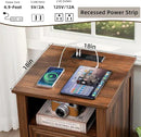 18" Farmhouse Night Stands Set of 2 with Charging Station, 2 Drawers End Table Dresser for Bedroom, Brown Wooden Nightstand, Bed Side Table with Open Shelf, Bedside Cabinet for Living Room by CozyNest Decor