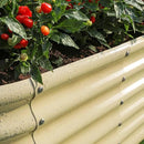 Land Guard 18“ Tall Outdoor Metal Raised Garden Bed, Oval Deep Root Planter Box for Vegetables, Flowers, Herbs, 89 Gallon Capacity - Cream Yellow by GreenHaven Gardens