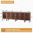 Farmhouse TV Stand for TVs up to 100 Inch, Entertainment Center TV Console with Storage Cabinets and Glass Doors,Media Console for Living Room,Brown by CozyNest Decor