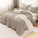 Litanika Light Coffee Comforter King Size, 3 Pieces Lightweight Solid Bedding Comforter Set, All Season Fluffy Bed Set (104x90In Comforter & 2 Pillowcases) by CozyNest Decor