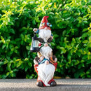 Garden Gnome Statue with Solar Lights Large Garden Sculptures Funny Triple Gnome Outdoor Patio Lawn Yard Garden Decor Gifts for Women Mom 12 in Spring Gnomes Outdoor by GreenHaven Gardens