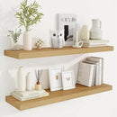 36 Inch Floating Shelves, 9.3 Inch Deep Rustic Wall Shelves - Extra Deeper Wall Mounted Storage Shelves for Bathroom, Kitchen, Living Room (Oak, Set of 2) by CozyNest Decor