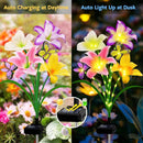 Solar Garden Lights 2 Pack 8 Lily Flowers with Butterfly Decor, Waterproof Solar Flower Lights for Outdoor - Upgraded Decorative Lilies for Yard, Patio, Pathway Decorations & Gardening Gifts by GreenHaven Gardens