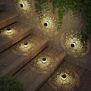 4 Pack Solar Fence Lights Metal Solar Powered Outdoor Wall Deck Lights Lotus Theme Waterproof Fence Light for Garden Post Patio Backyard Yard Decor (Lotus, 4 Pack) by CozyNest Decor