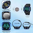 Kids Watch,Boys Watch for 3-15 Year Old Boys,Digital Sport Outdoor Multifunctional Chronograph LED 50 M Waterproof Alarm Calendar Analog Watch for Children with Silicone Band,Kids Gift by TinyTreasures Baby Boutique