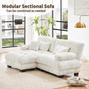 Loveseat Modular Sectional Sofa, L Shaped Couch with Ottoman, Cloud Couch Sectional Couch Home Sofa Living Room Oversized Couch Deep Seat Couch with Round Bolster Armrests 4 Pillows(White) by CozyNest Decor
