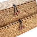 Seagrass Storage Basket Box with Lid Rectangular Woven Shelf Baskets Bins for Organize Snack Toys Set of 2 Natural Decorative(Large+Small) by CozyNest Decor